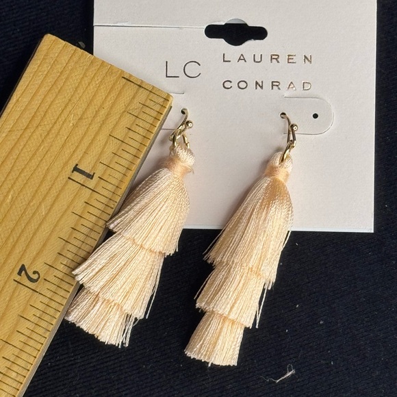 LC Lauren Conrad Peach Tassel Drop Earrings - Lightweight & Trendy 2in - Picture 9 of 11